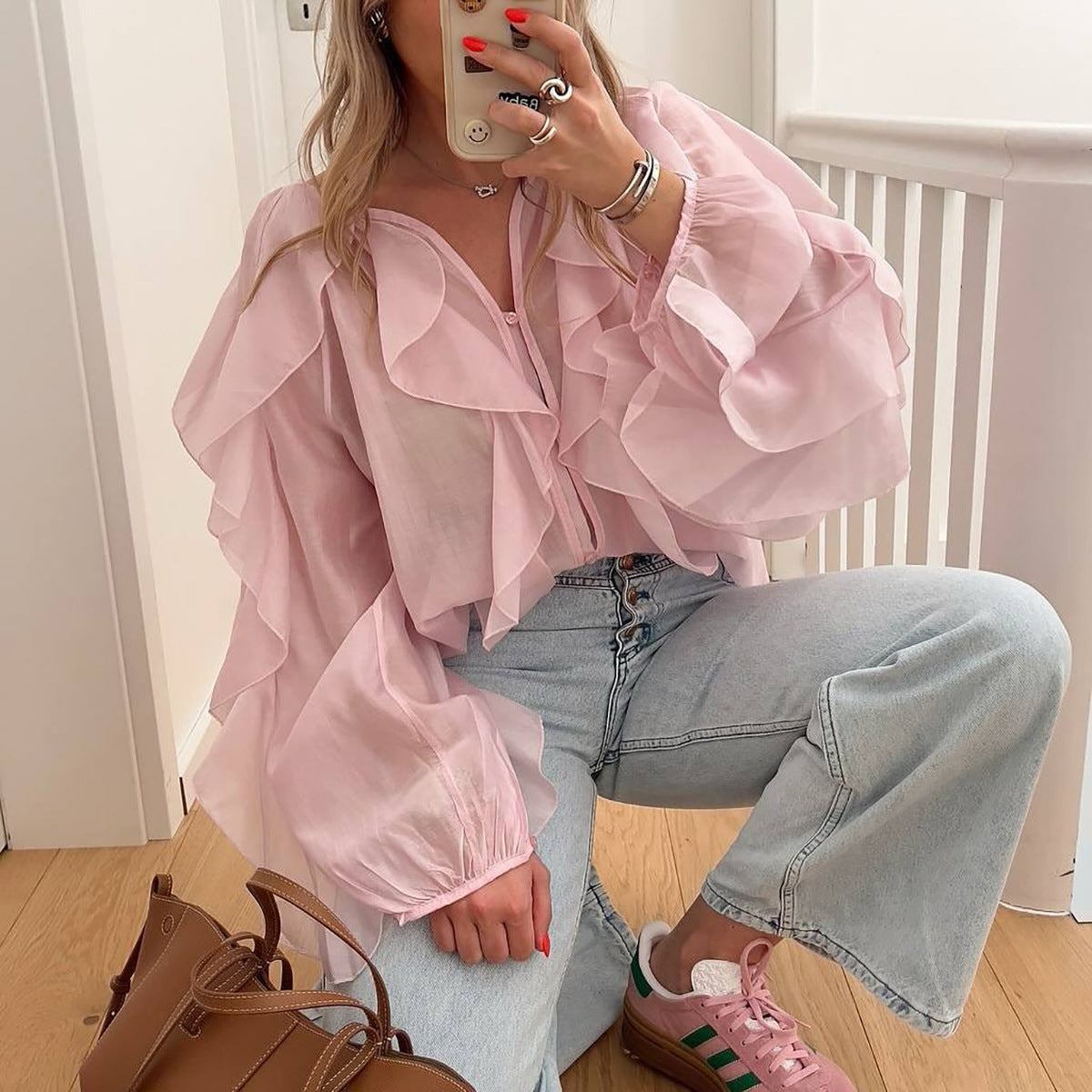 Loose Top Design Casual Elegant Chiffon Blouse