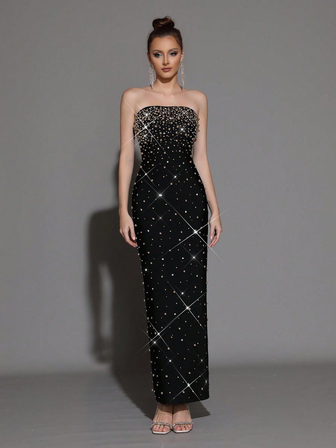 Elegant Bandage Black Long Dress