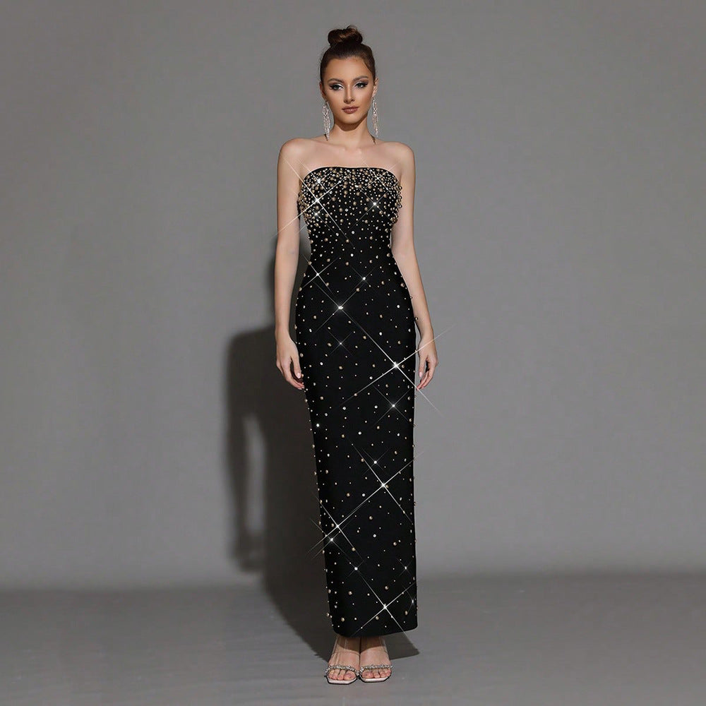 Elegant Bandage Black Long Dress