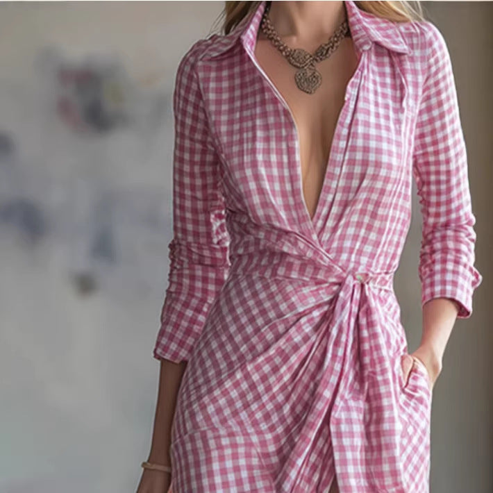 Casual And Versatile Elegant Plaid Dress For Women