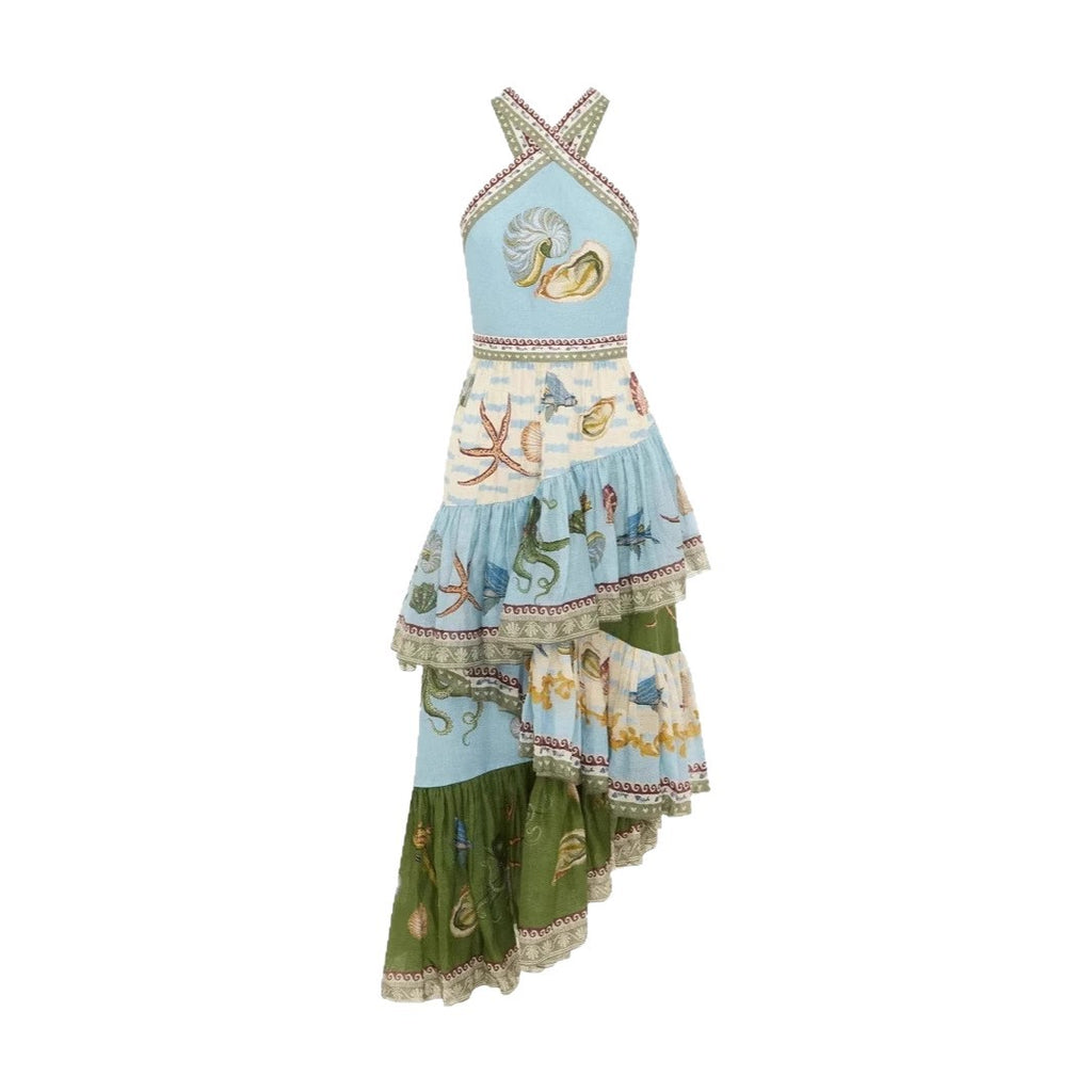 Fashionable Linen Slip Multi-Layer Elegant Dress