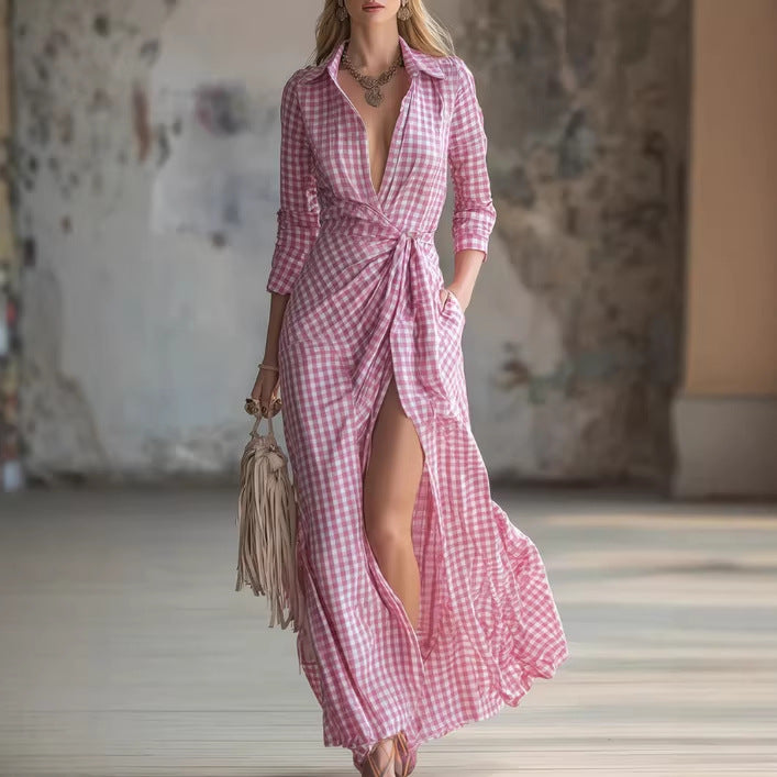 Casual And Versatile Elegant Plaid Dress For Women