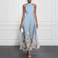 V-neck Waist Trimming Ruffles Elegant Dress