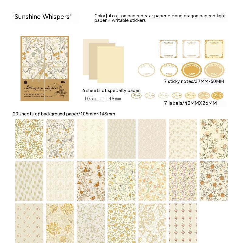 Light Retro Salt Small Floral Journal Material