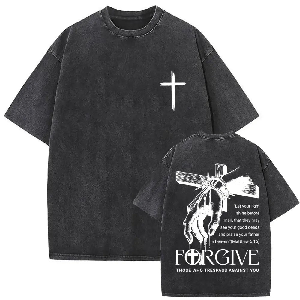 Christian Religious Jesus Forgive Them Father Vintage Washed T-shirt