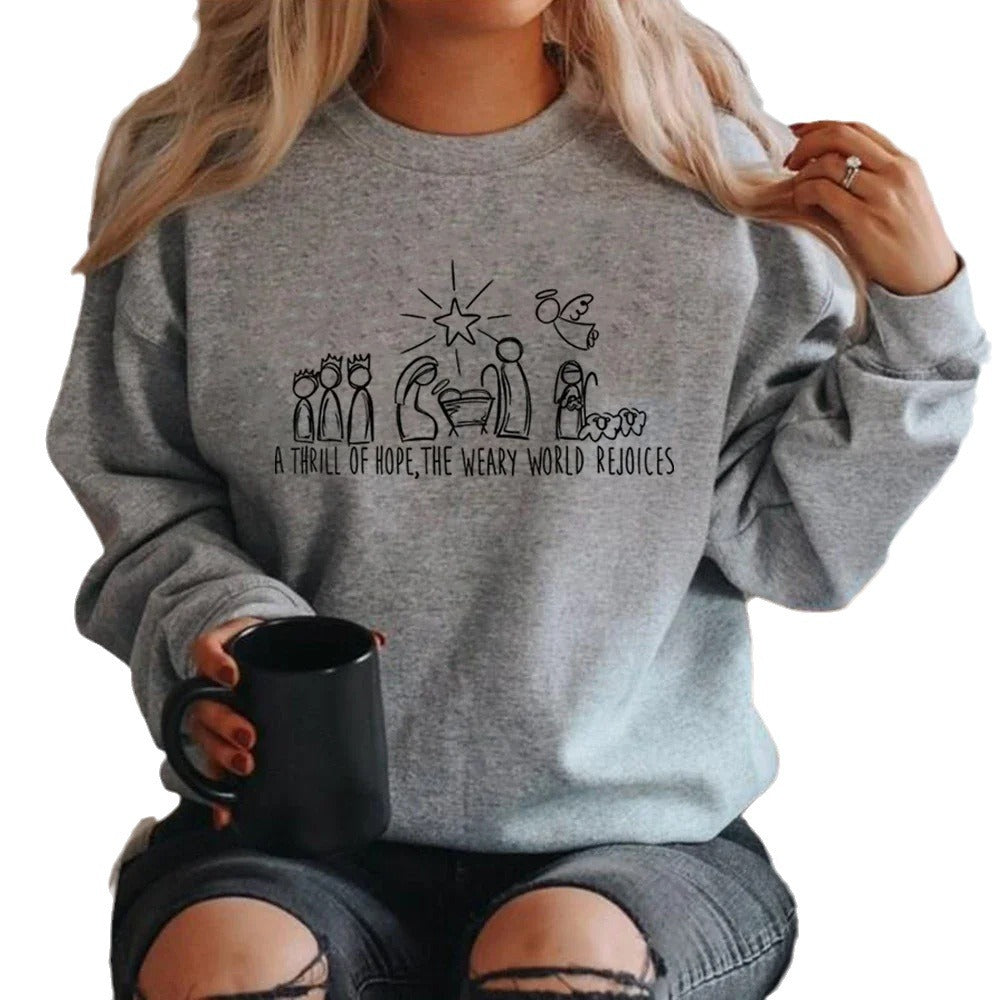 Christian Christmas Sweatshirt Nativity Scene Sweater