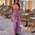 New Fashion Ruffle 3D Flower Strap Dress