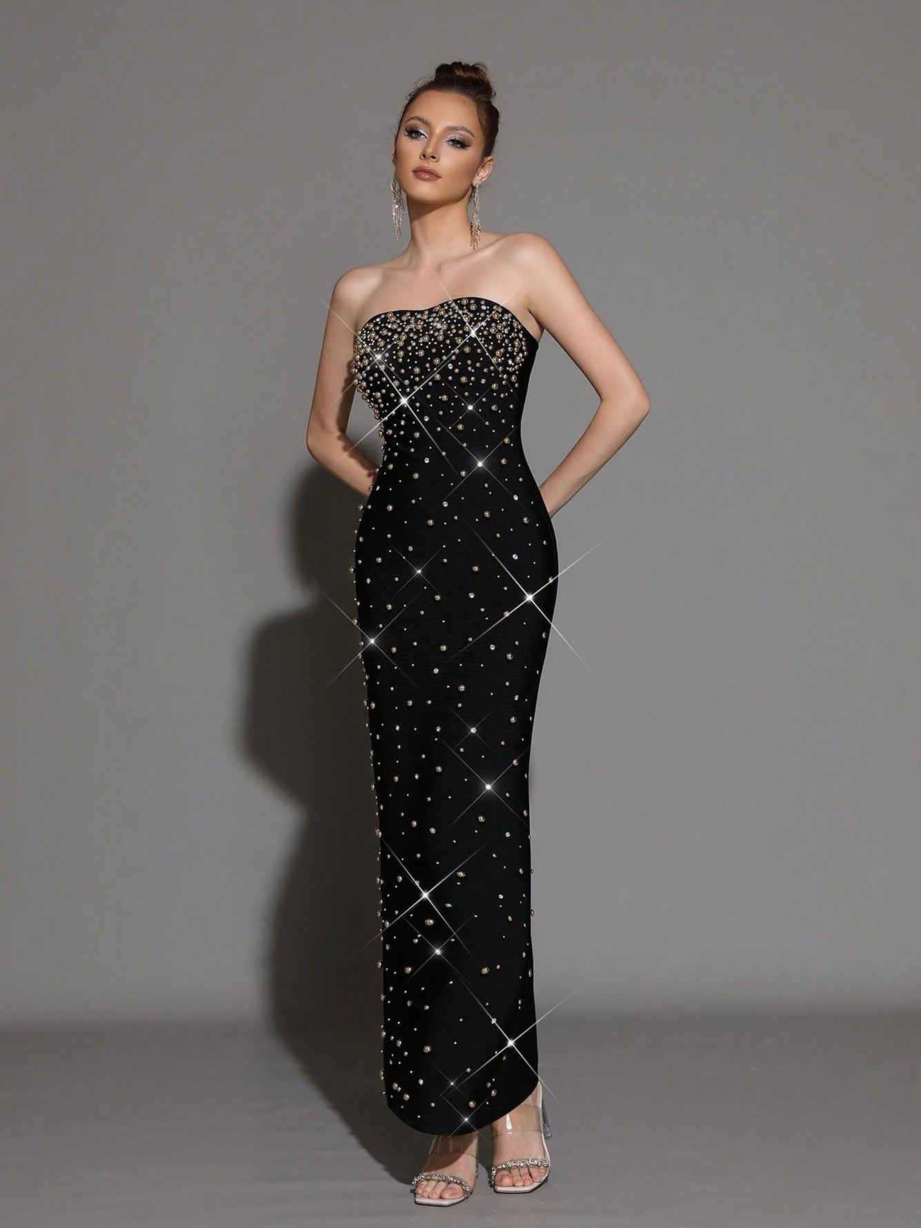 Elegant Bandage Black Long Dress