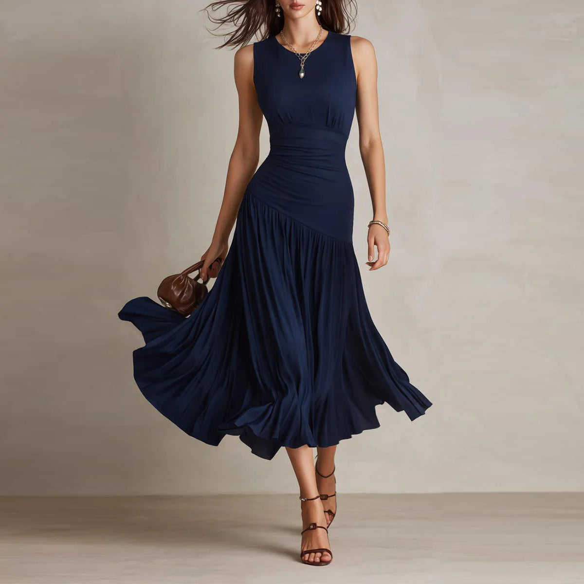 Elegant Casual A-Line Sleeveless Knitted Vest Dress