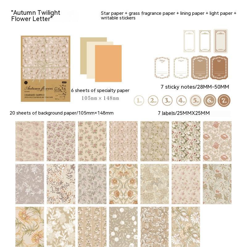 Light Retro Salt Small Floral Journal Material