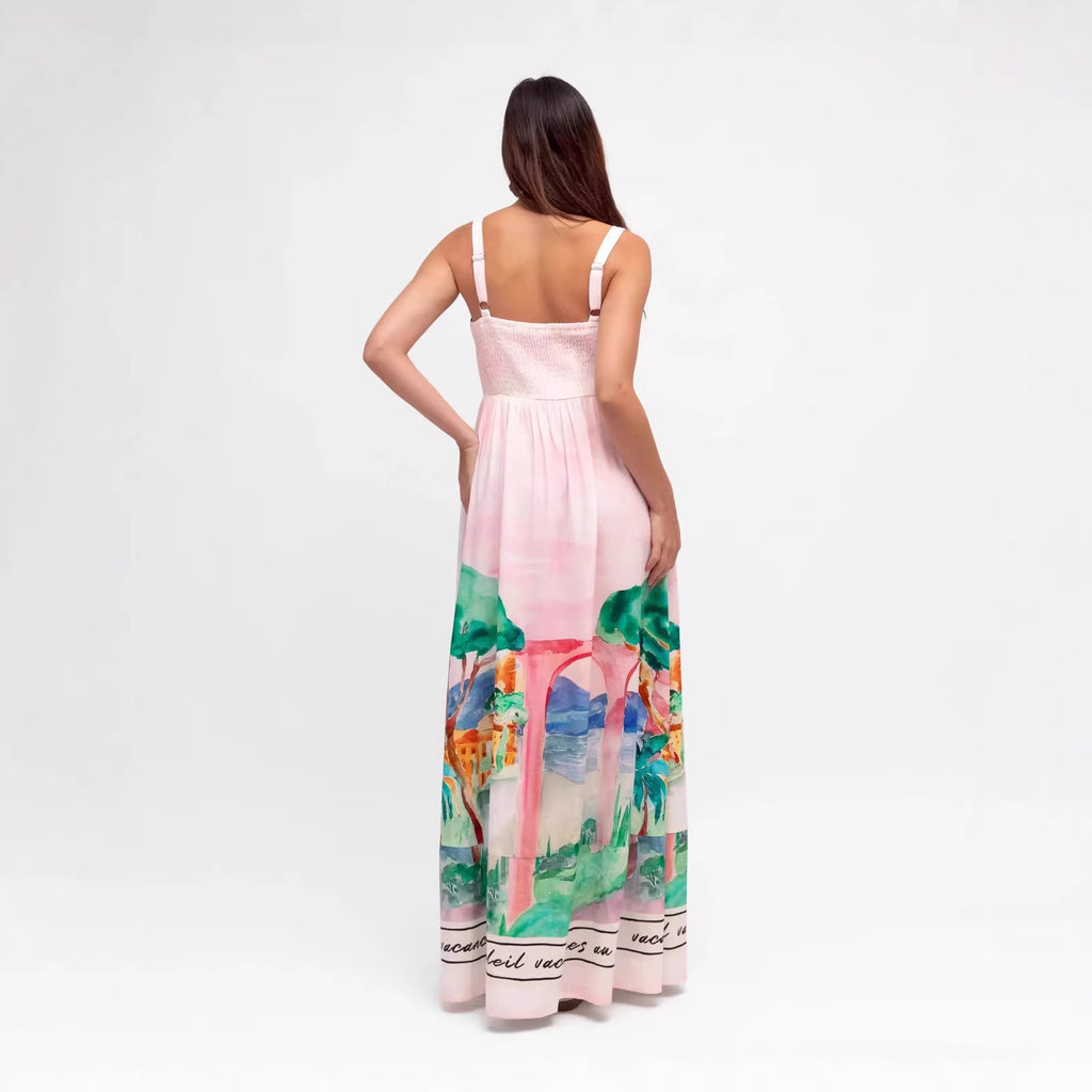 Fashionable And Elegant Linen Slip Dress In A Resort Style