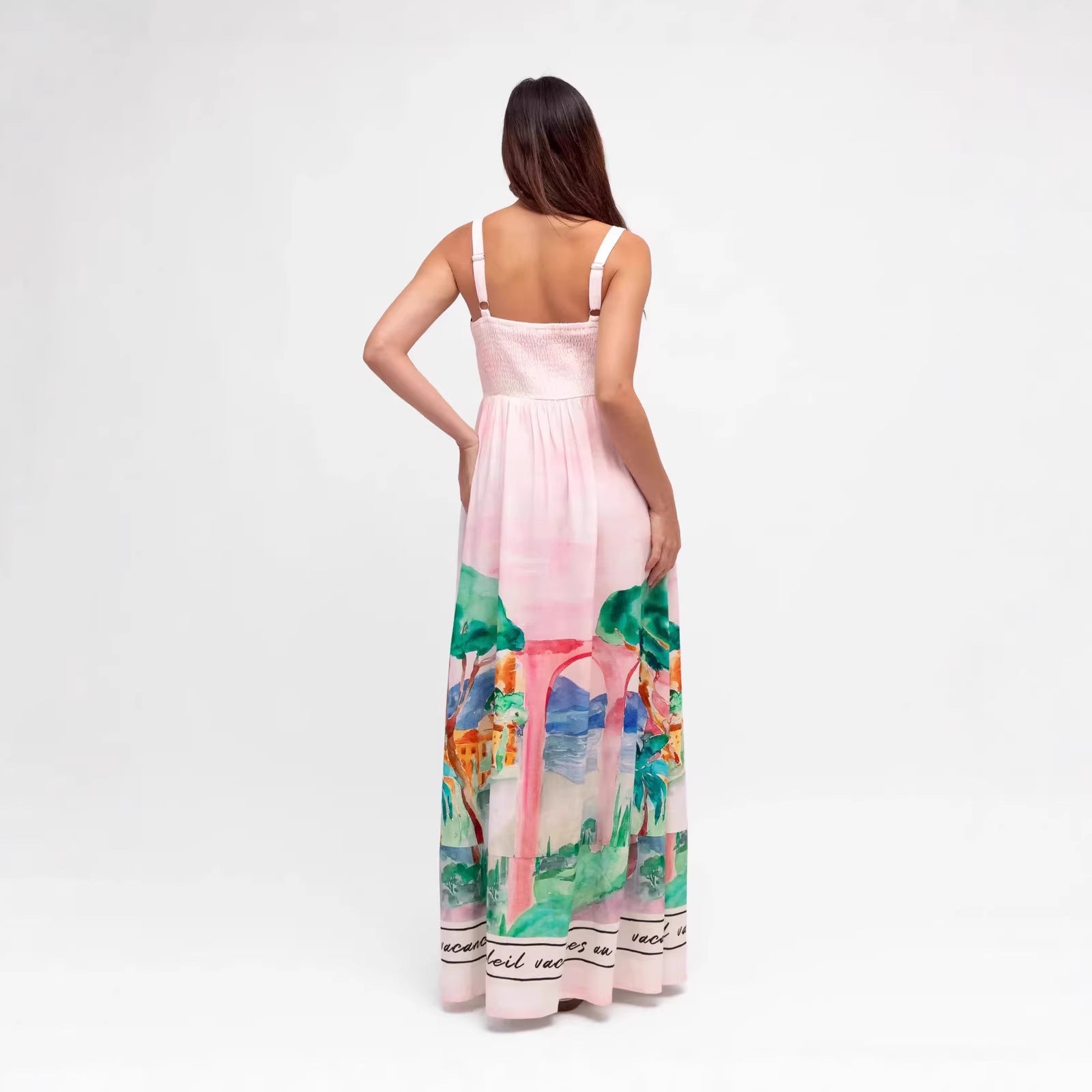 Fashionable And Elegant Linen Slip Dress In A Resort Style