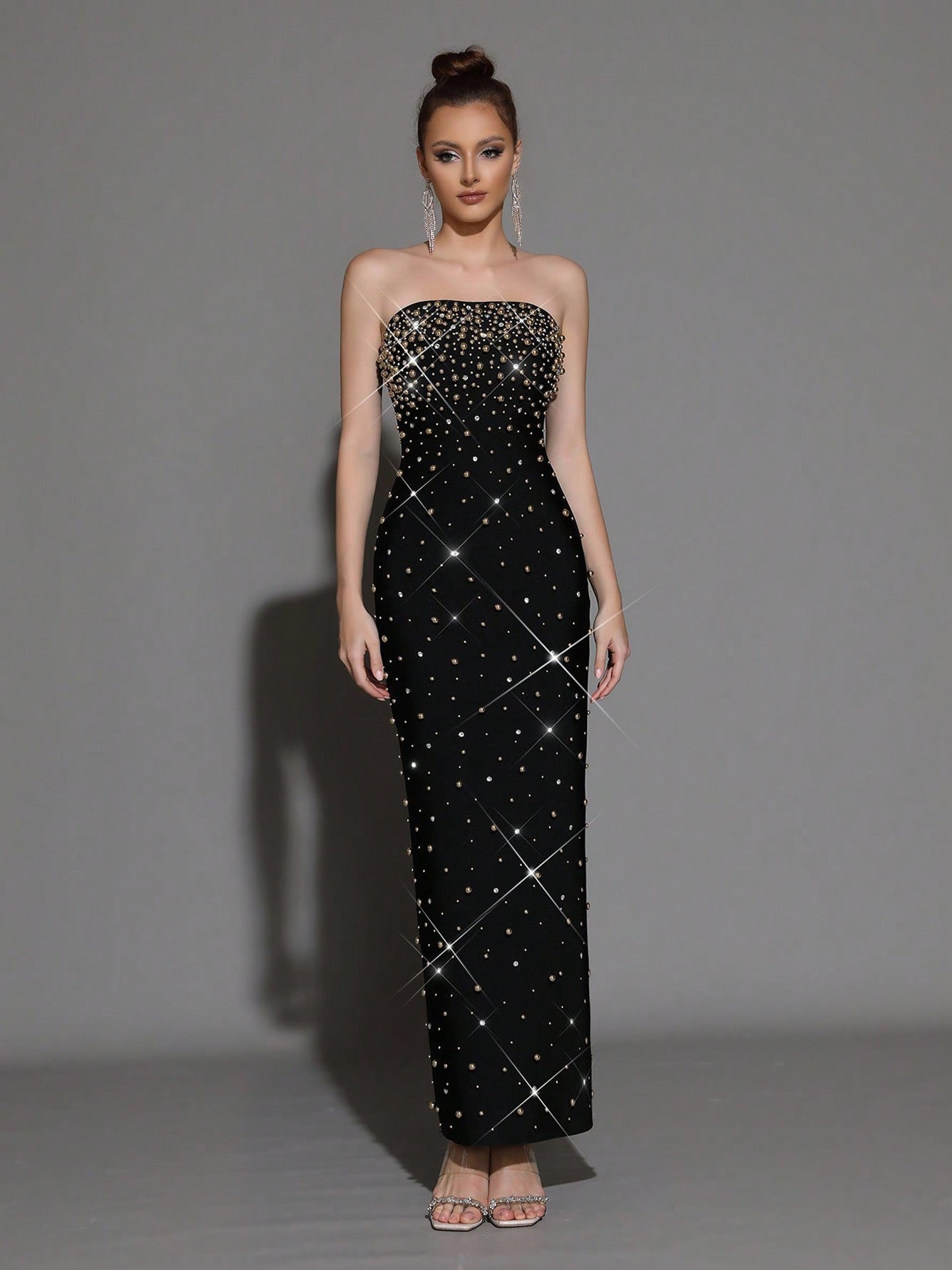 Elegant Bandage Black Long Dress