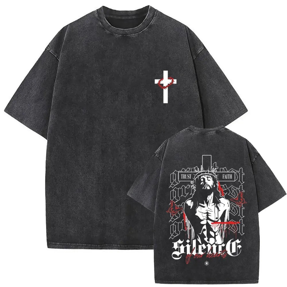 Christian Religious Jesus Forgive Them Father Vintage Washed T-shirt